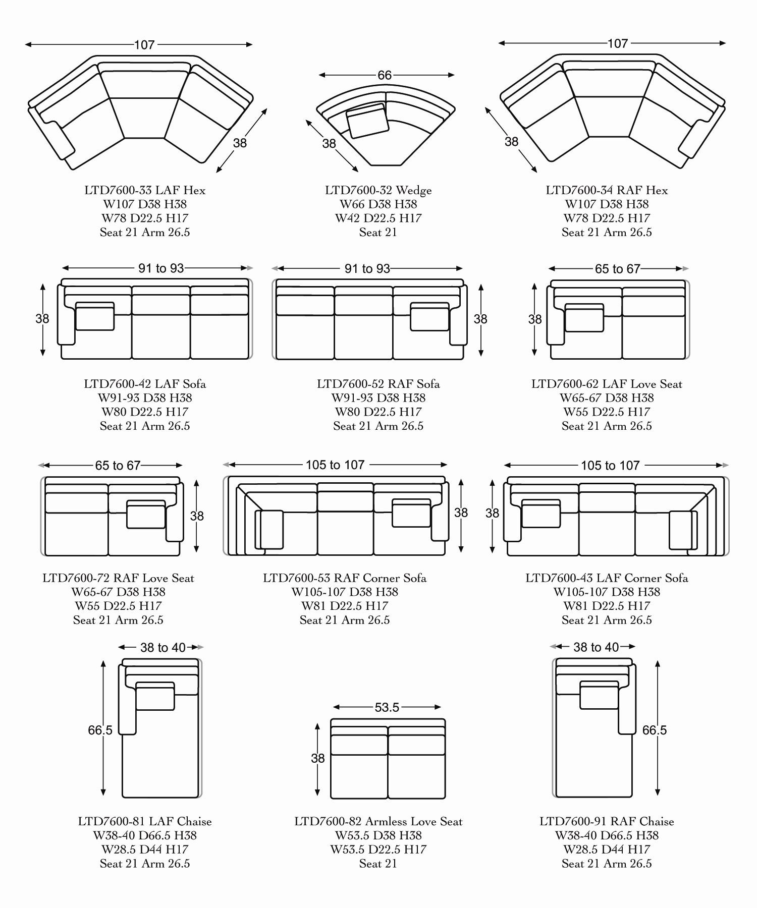 Century Cornerstone LTD7600-21+72+62 Customizable Sectional Sofa With ...